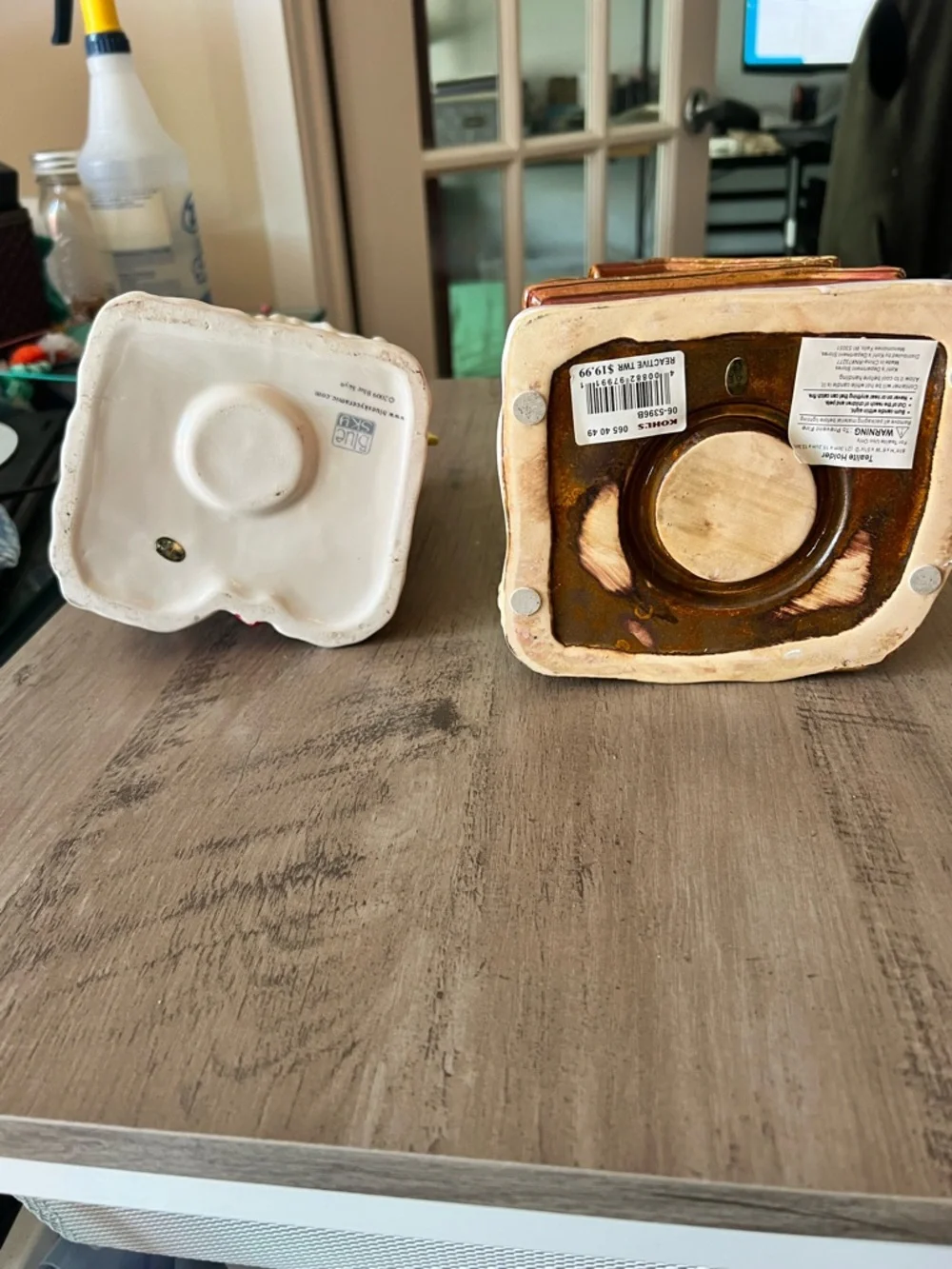 Festive Ceramic Holiday Village Houses  tea light via Unbranded, Red & Green